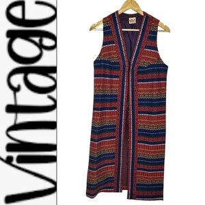 Vintage 70’s Banner Sportswear of Boston Southwestern Knit Sleeveless Duster